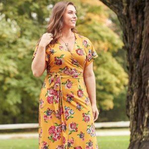 Matilda Jane Yellow Floral Alana Wrap Dress M Medium Women Ladies Maxi